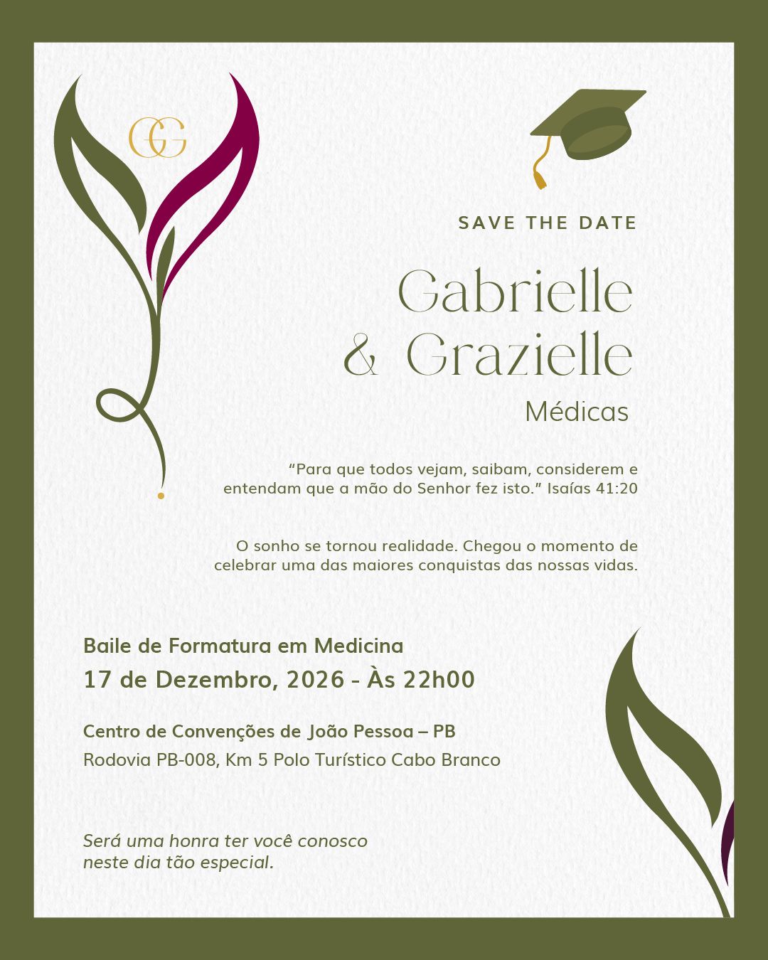 Arte save the date do baile de formatura